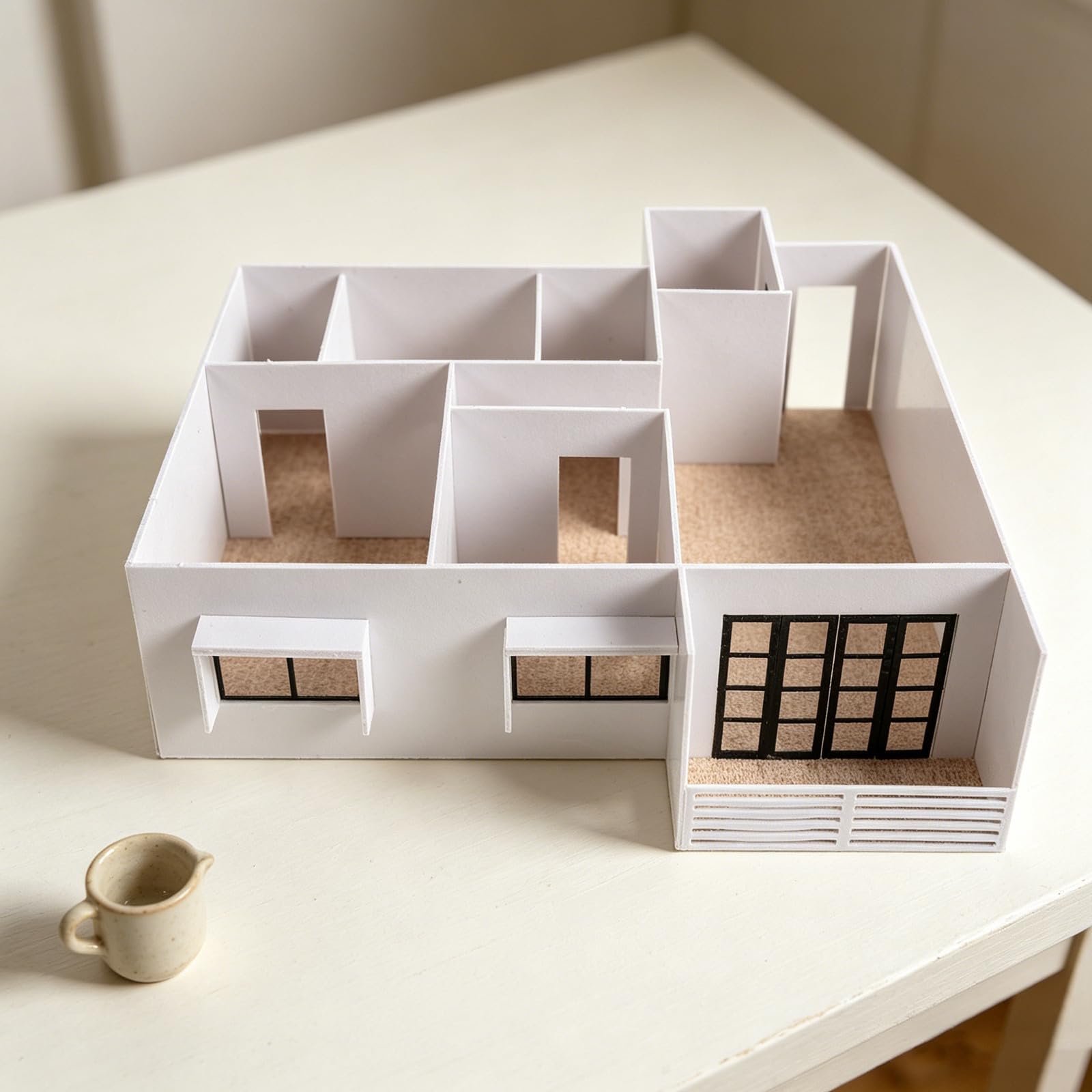 1 Set Maqueta de Edificio 1:50 Casa Residencial Moderna de Pueblo, Arquitectónica Ensamblada para Diorama de Maqueta de Tren (Apartamento Pequeño H)