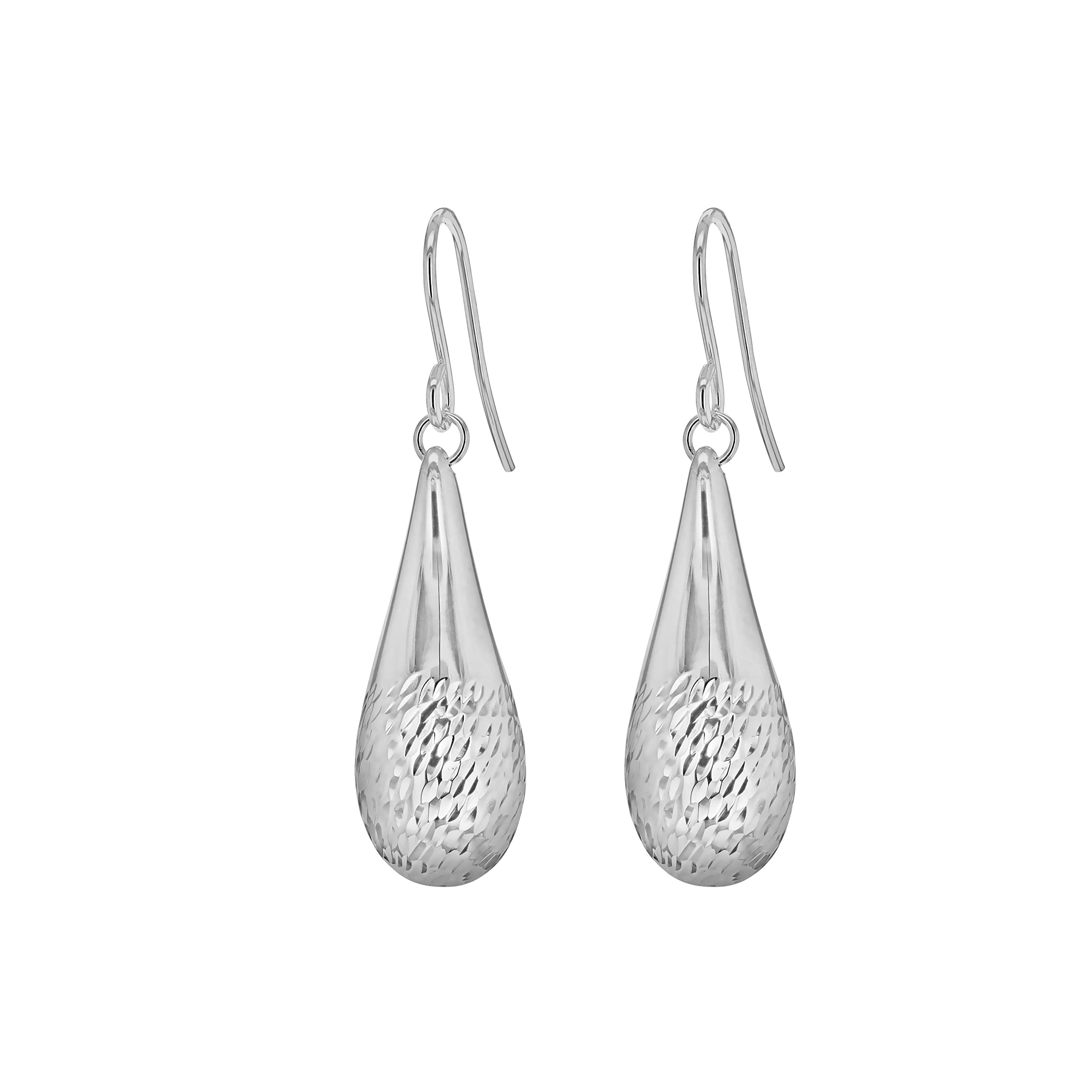 Tuscany Silver Orecchini a goccia grande taglio diamante placcati rodio da donna in argento sterling