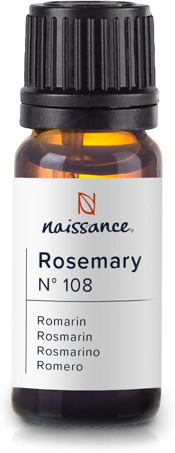 Naissance Rozemarijn Olie (nr. 108) – 10 ml – 100% Natuurlijke Rozemarijn Essentiële Olie voor Natuurlijke Cosmetica – Haargroei, Aromatherapie, Geurlamp – Geurolie voor Aroma Diffuse