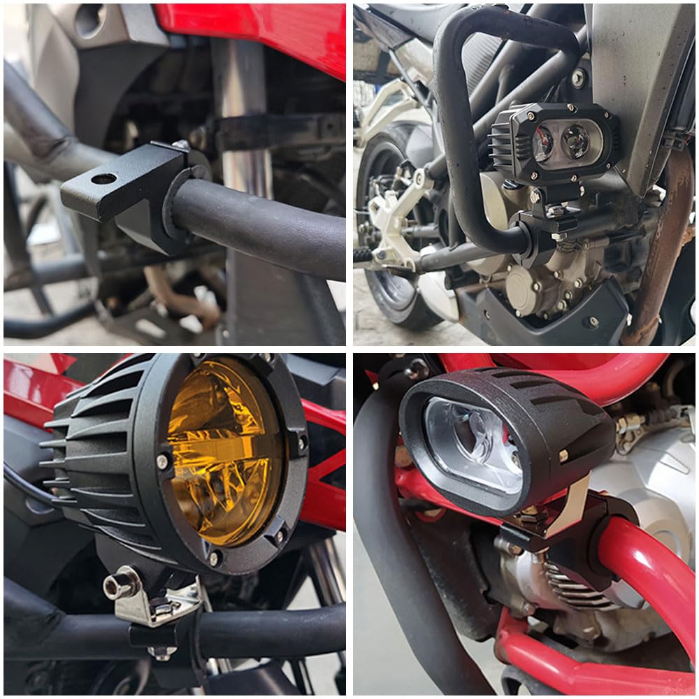 バイク バンパー ステー 穴あけ不要 取付簡単 Φ22〜Φ32mm 汎用 ブラケット LED補助灯 作業灯 投光器 前照灯 ライトマウント パイプクランプ 金具 （2個セット）