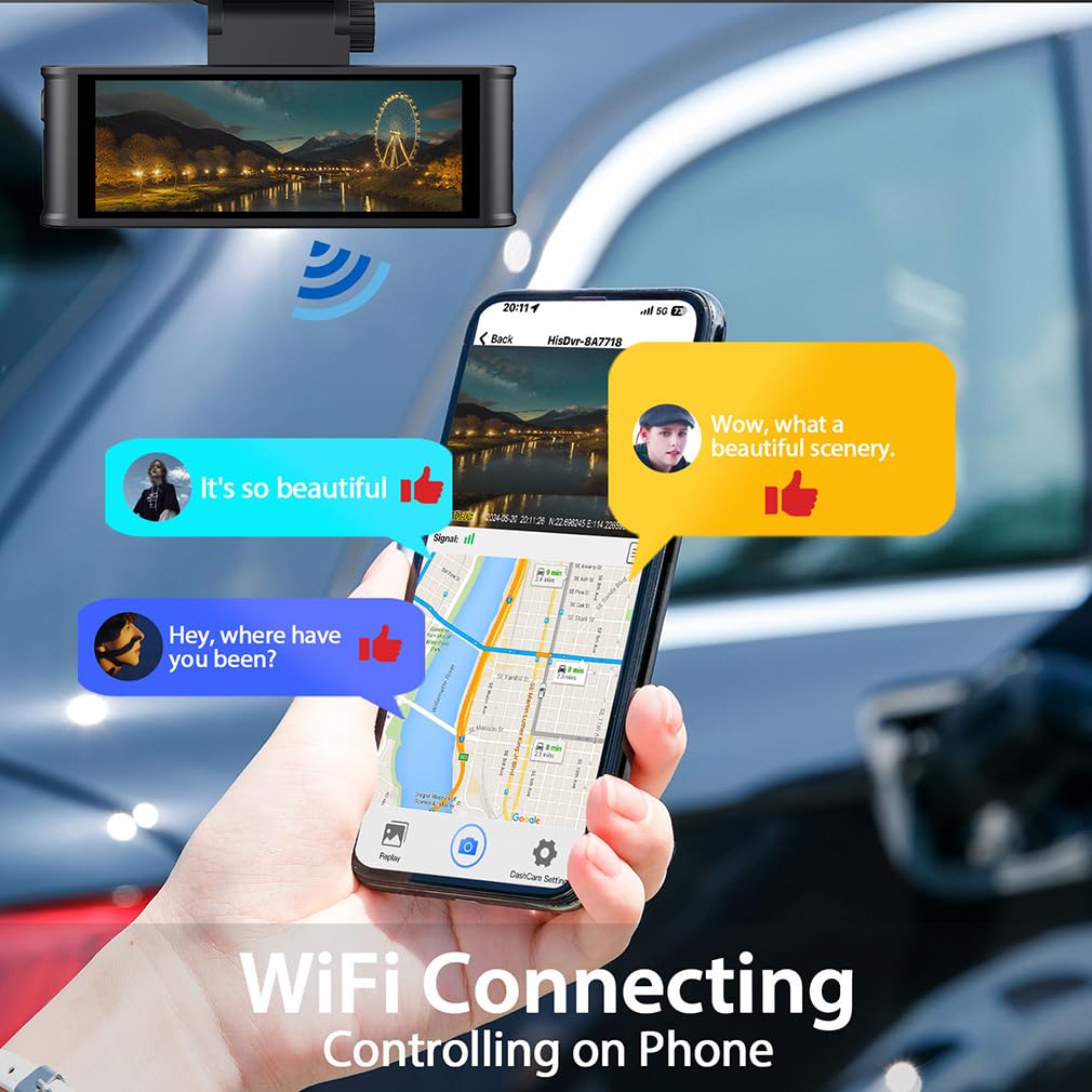 Kamera samochodowa 4K z przodu i z tyłu, kamera samochodowa z podwójnym obiektywem, wbudowana WiFi ze śledzeniem GPS DVR, superkondensator noktowizor 24-godzinny tryb parkowania, czarna skrzynka