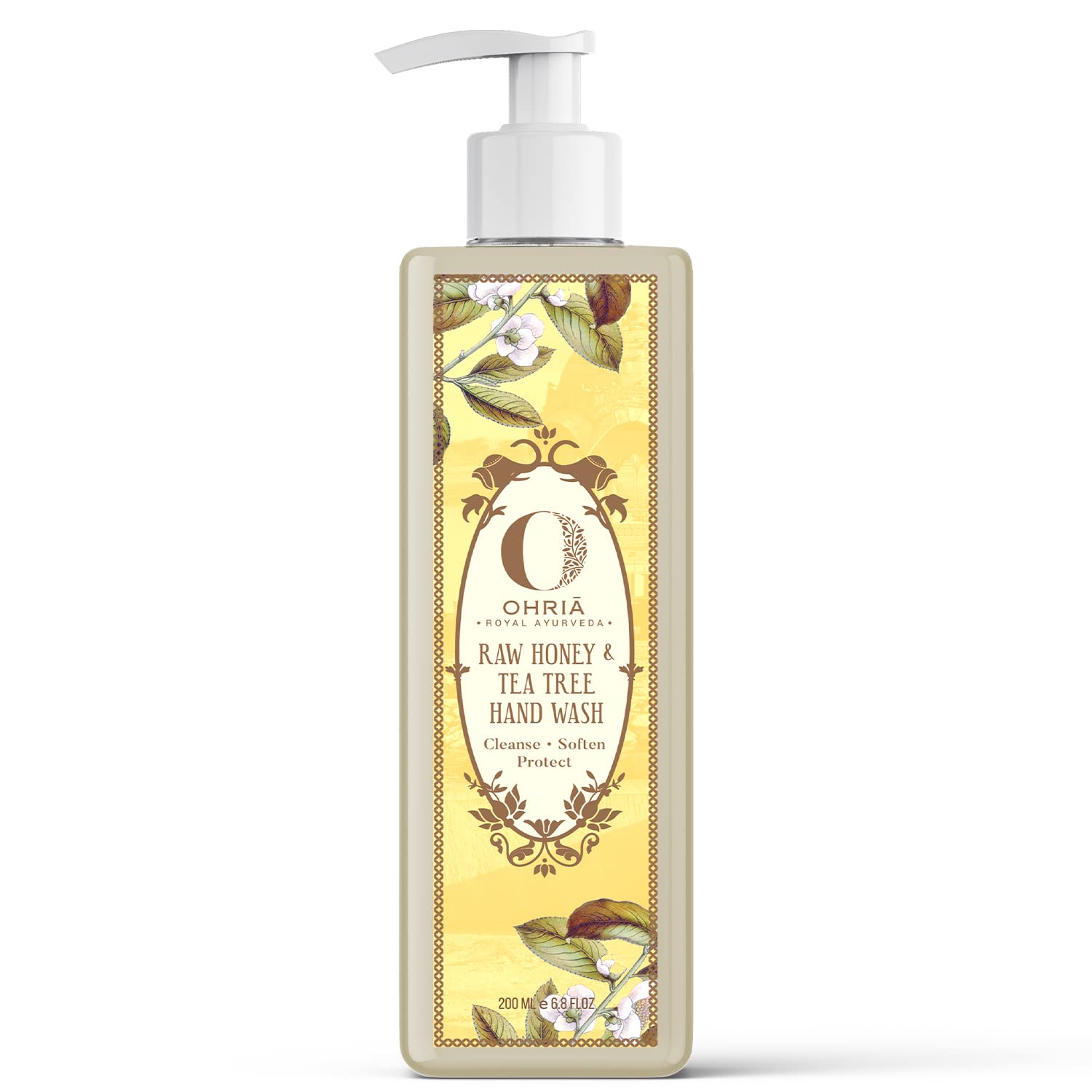 Ohria Ayurveda Raw Honey & Tea Tree Hand Wash | Cleanse, Soften & Protect with Neem, Tulsi & Aloe Vera| Suitable for All Skin Types, 200ml