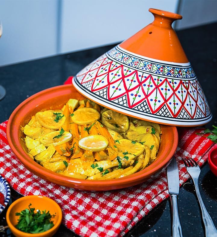 Numidia Hand Made and Hand Painted Tagine Pot Moroccan