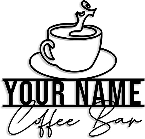 Miniatura 15 de Letrero de metal para café, nombre personalizado para barra de café, decoración de arte en la pared, decoración de pared para la cocina