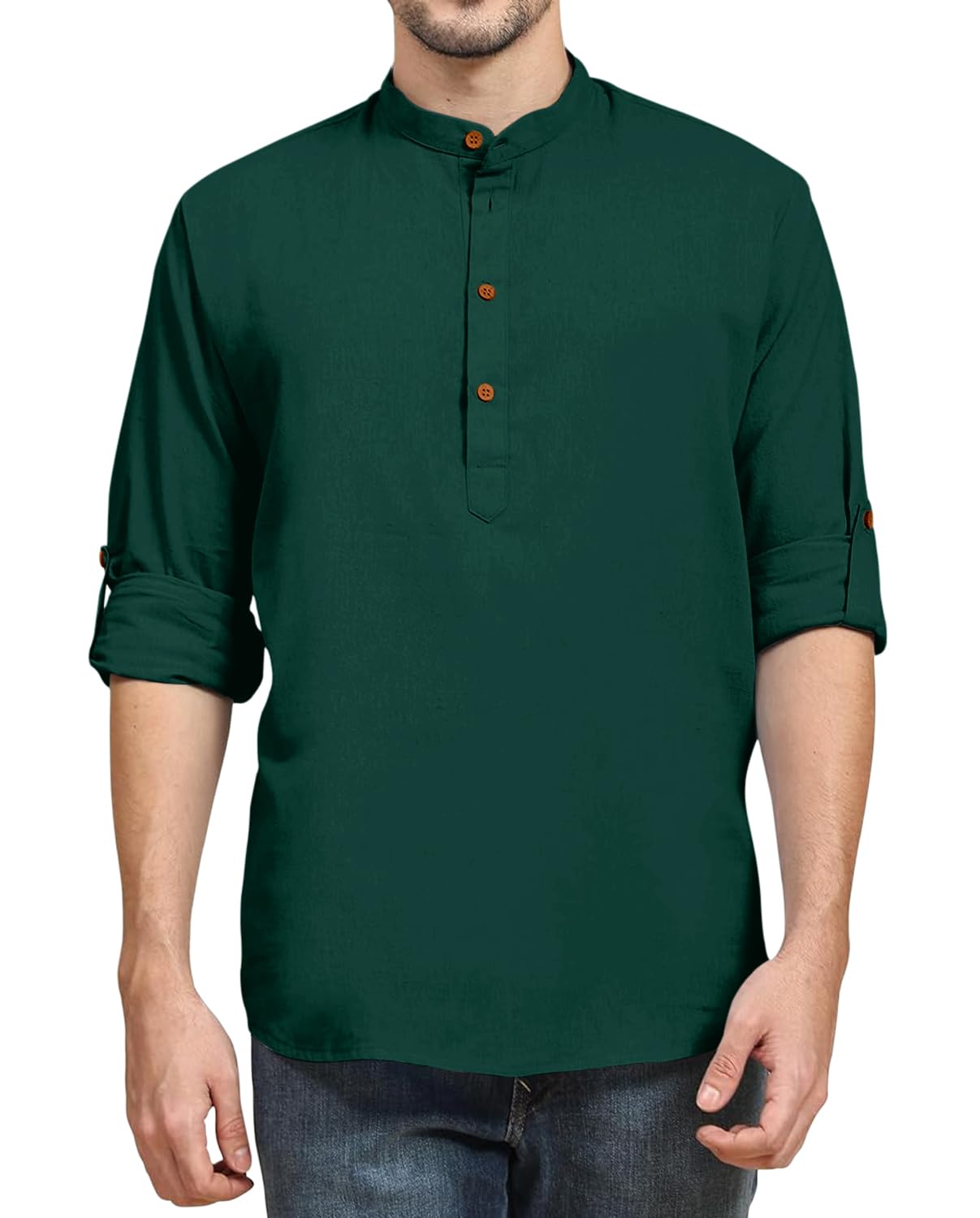 Men's Solid Kurta || Chinese Collar Long Sleeves || Straight Hip Length Kurtas || Short Kurta for Men || for Festival || Function || Occasion Wear Fancy Kurta for-picture-19