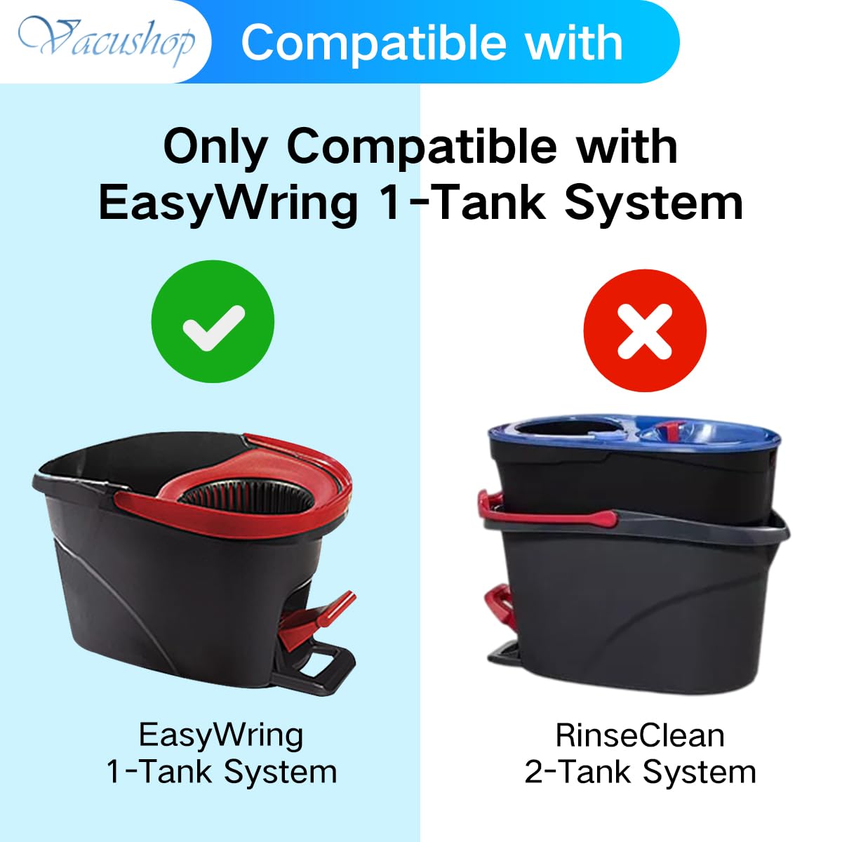 VACUSHOP Mop Accessories Replacement for O-Ceda Spin Mop Four-Section Handle x1 Base X1