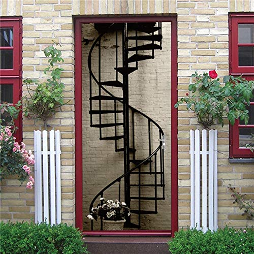 N / A Papel Tapiz de Puerta de Espacio Blanco 3D, decoración Moderna para el hogar, Pegatina de Puerta, póster de pelar y Pegar, decoración de Dormitorio de Cocina, Mural A26 95x215cm