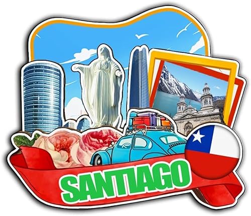 Santiago - Imán de Chile para nevera de madera 3D, monumentos coleccionables de viaje, decoración hecha a mano, 4181