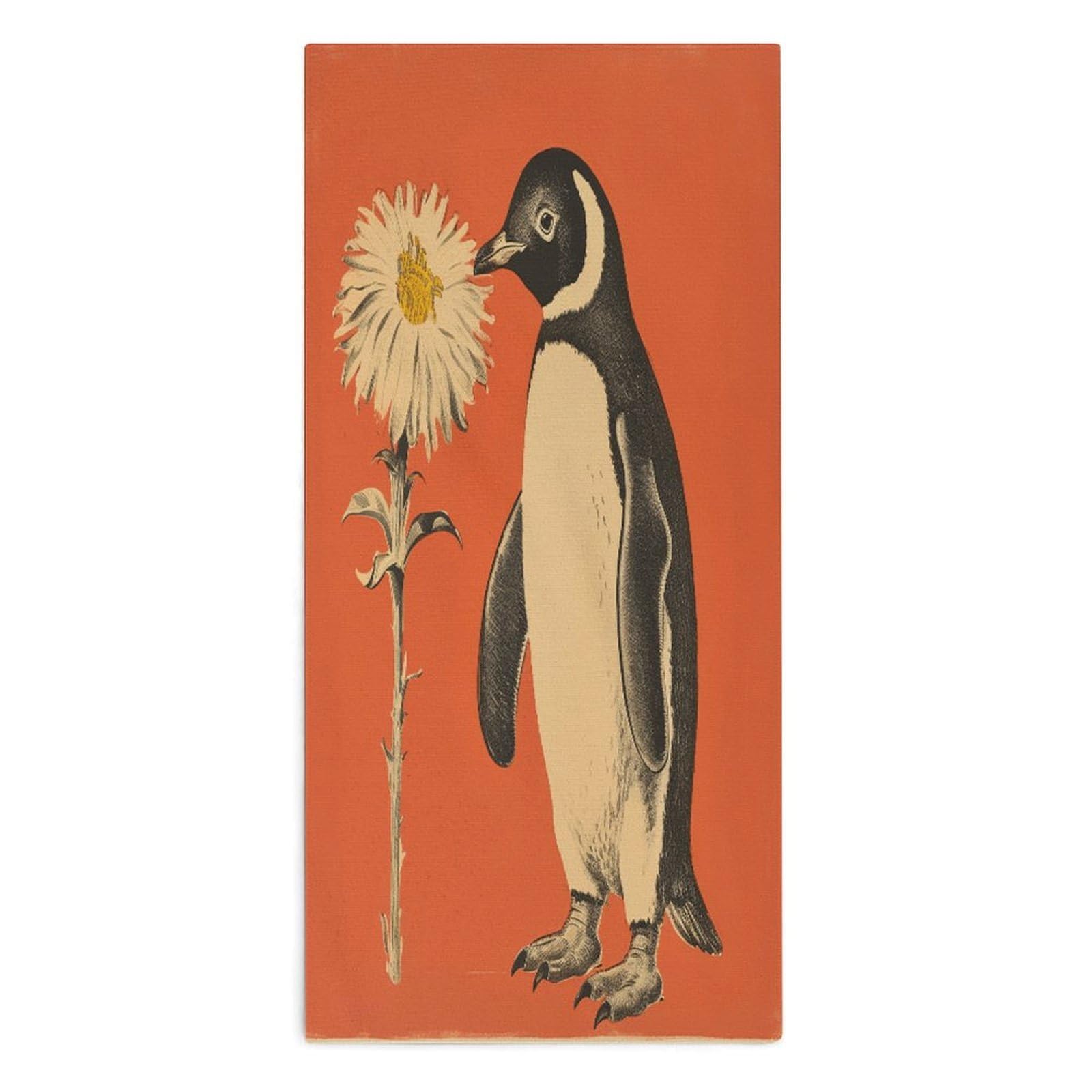 Btcowzrv Style A Flower And Penguin Bath Towel Beach Towels Shower Towel