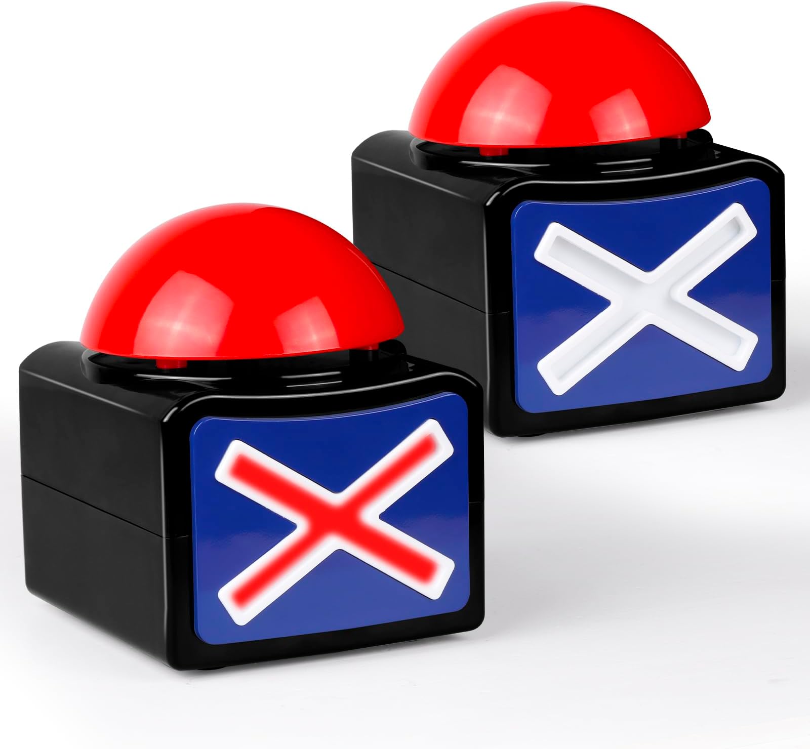 BEAN LIEVE Game Buzzers with Sound - 2 Pack Buzzer Button with Lights, Game Show Buzzers for Family, Quiz Game Buttons Perfect for Game Night & Trivia Club & Classroom (Black)