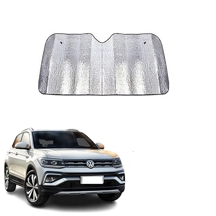 Car Windshield Silver Parking Foldable Sunshade for Heat Protection Useful on Front and Rear Windshield Glass Suitable for V W Taigun