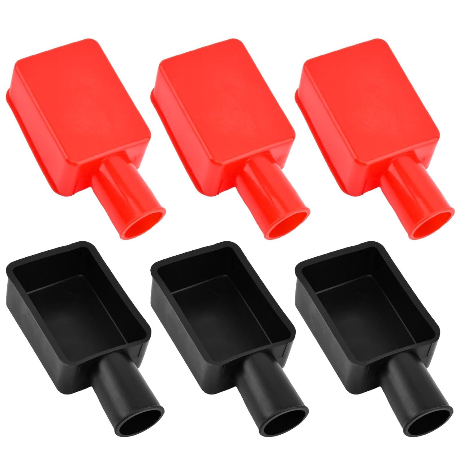 Capas Isolantes para Terminais de Bateria - 6 Peças em Borracha Macia, Cores Vermelha e Preta, para Carro, Moto, Caminhão e Barco