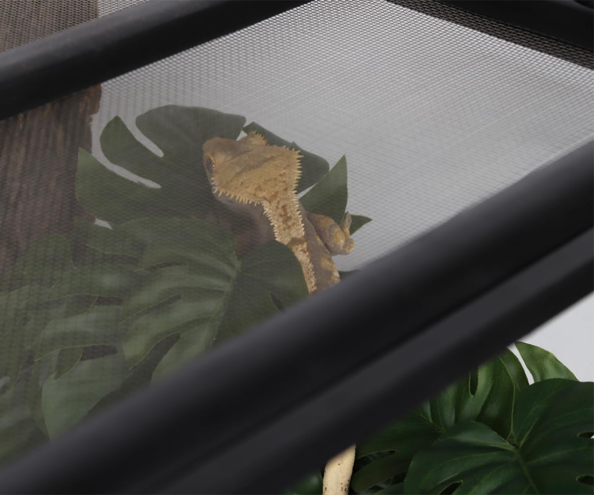 Paquete de 2 plantas falsas de reptiles para terrario, accesorios de tanque de serpiente, decoración de hábitat, plantas colgantes artificiales con ventosa, Monstera falsa