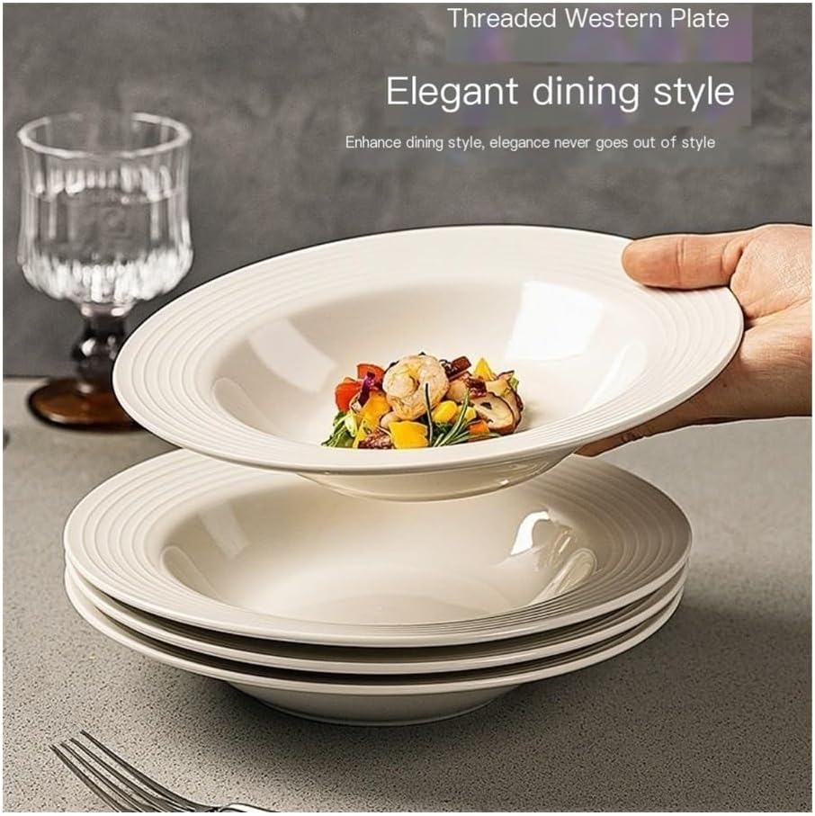 Dinner Plates Luxurious Set of 2 Ceramic Straw Hats Plates - Perfect for Serving Salad, Pasta, and Western Dishes Unleash your inner chef with these high-class white plates