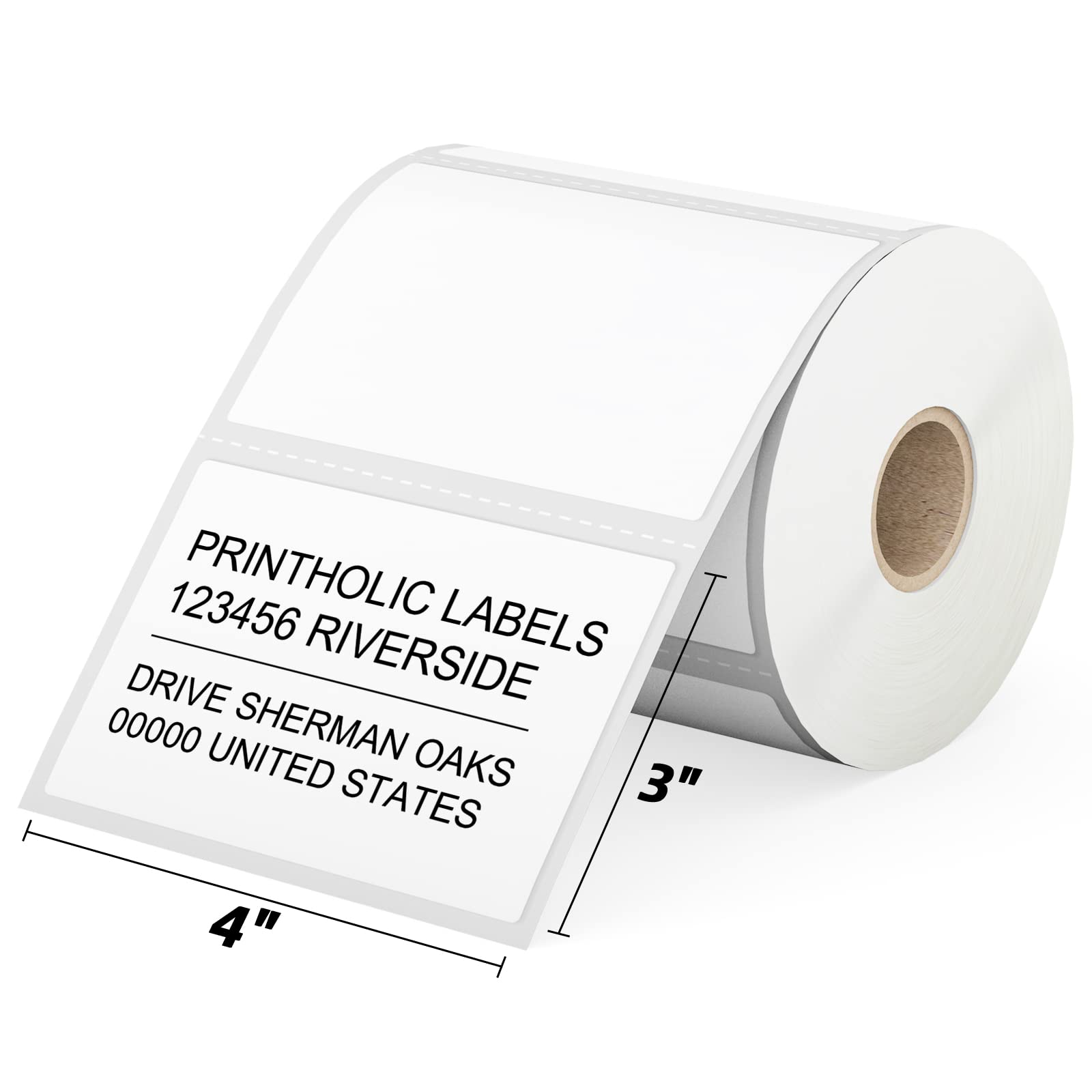Printholic 1 Roll 4" x 3" Direct Thermal Labels for Barcodes Postage Address Shipping Labels Compatible with Rollo & Zebra Desktop Printers Adhesive -
