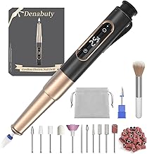 Denabuty Ponceuse pour Ongles Sans Fil, 12 en 1 Lime a Ongle Electrique Professionnelle 25000 RPM Kit de Manucure Pédicure avec USB Rechargeable, Ponceuse à Ongles pour Gel Acrylique Ongle Noir