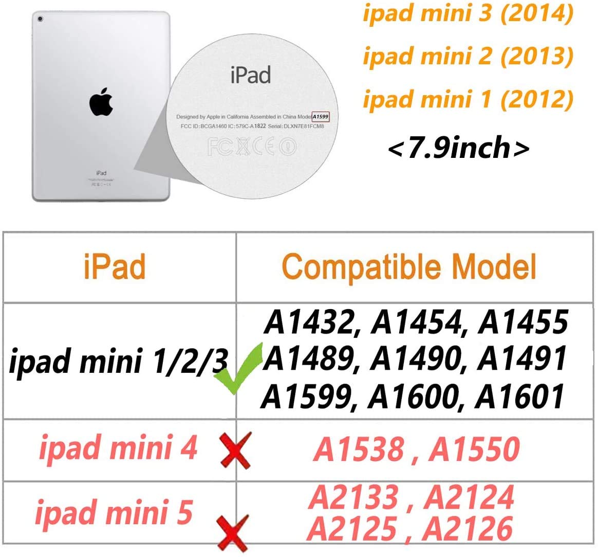MOCA Case for 7.9″ inch iPad mini 1 Mini 2 Mini 3 iPad A1432 A1454 A1455 A1489 A1601 A1490 A1491 A1599 A1600 Translucent Back Stand Flip Cover case (Gold) MOCA Case for 7.9″ inch iPad mini 1 Mini 2 Mini 3 iPad A1432 A1454 A1455 A1489 A1601 A1490 A1491 A1599 A1600 Translucent Back Stand Flip Cover case (Gold)