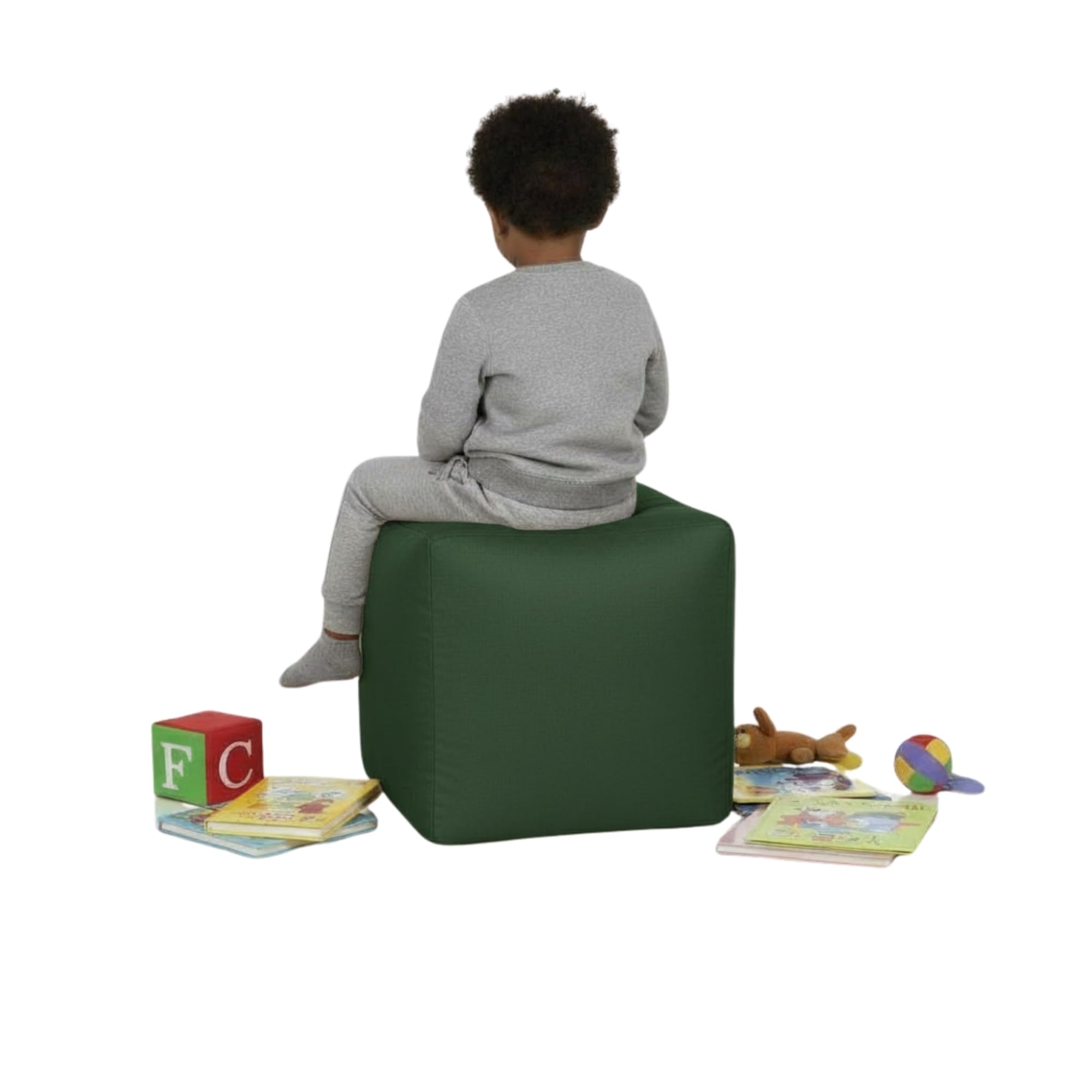 Kosiproducts Beanbag Footstool Cube Pouf Chair Pouffe Water Resistant 100% soft luxury Polyester Fabric (Green 45x45x45)
