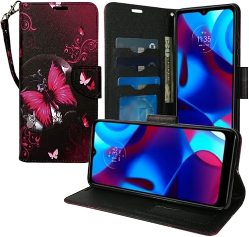 Miniatura 8 de ZASE Moto G Stylus 5G (2022) - Funda de piel sintética con cierre magnético, diseño de correa con ranura para tarjeta para Motorola G Stylus 5G 2022