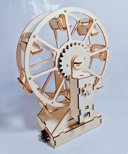 Miniatura 7 de Kit de construcción de rueda de fortuna eléctrica de madera, juguetes educativos STEM para niñas y niños, kits de modelos científicos de