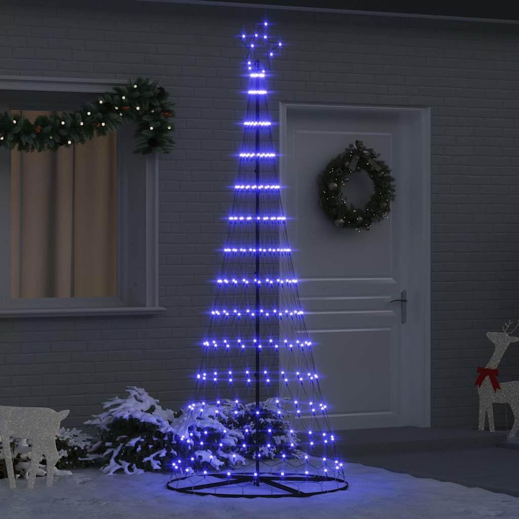 Choinka LED 250 cm z 295 niebieskimi światłami, metalowy stojak, 8 trybów, do użytku wewnątrz i na zewnątrz, świąteczna dekoracja