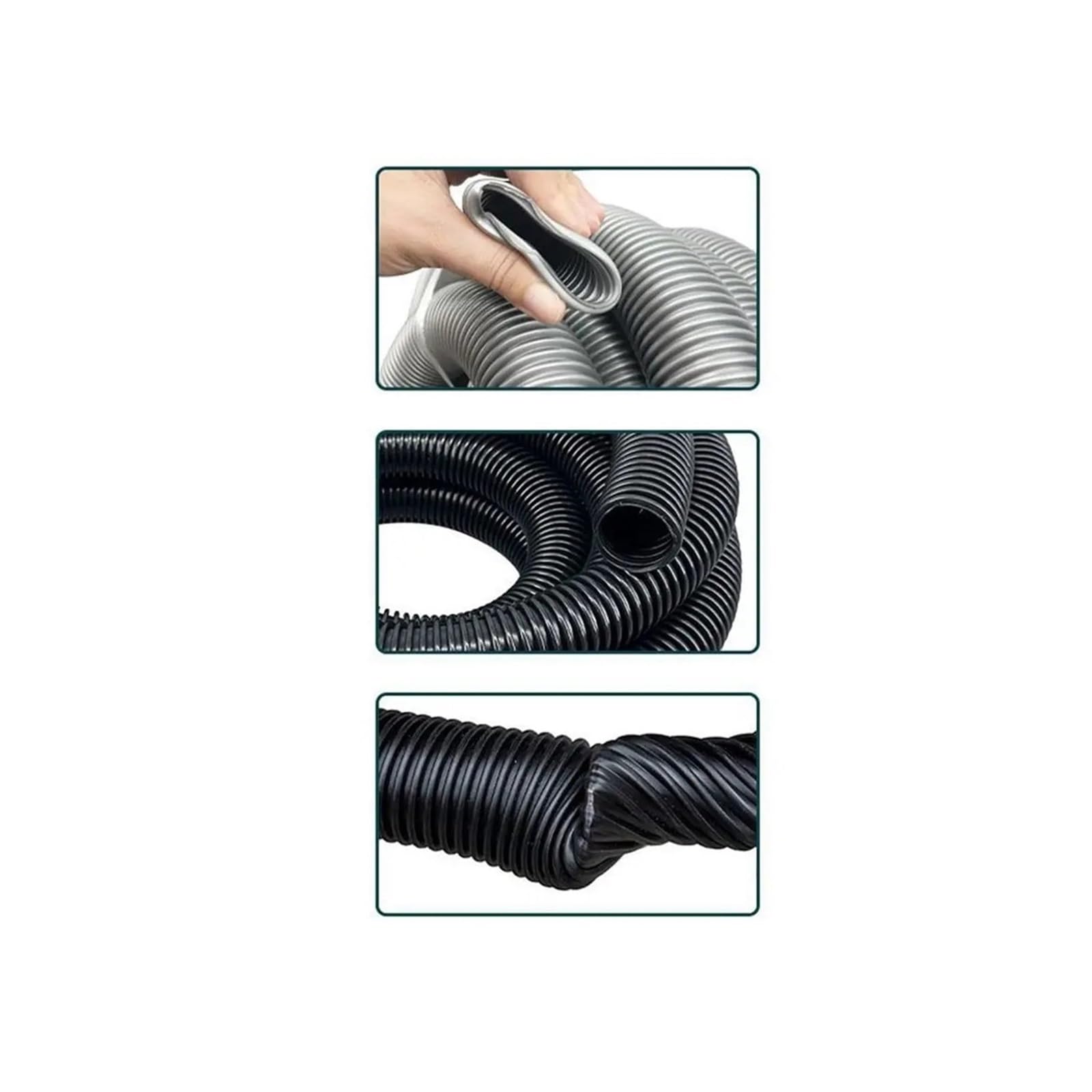 Tuyau d'aspirateur universel 3m/5m, diamètre intérieur 32mm, tuyau étendu fileté Flexible ondulé EVA(Grey-3m)