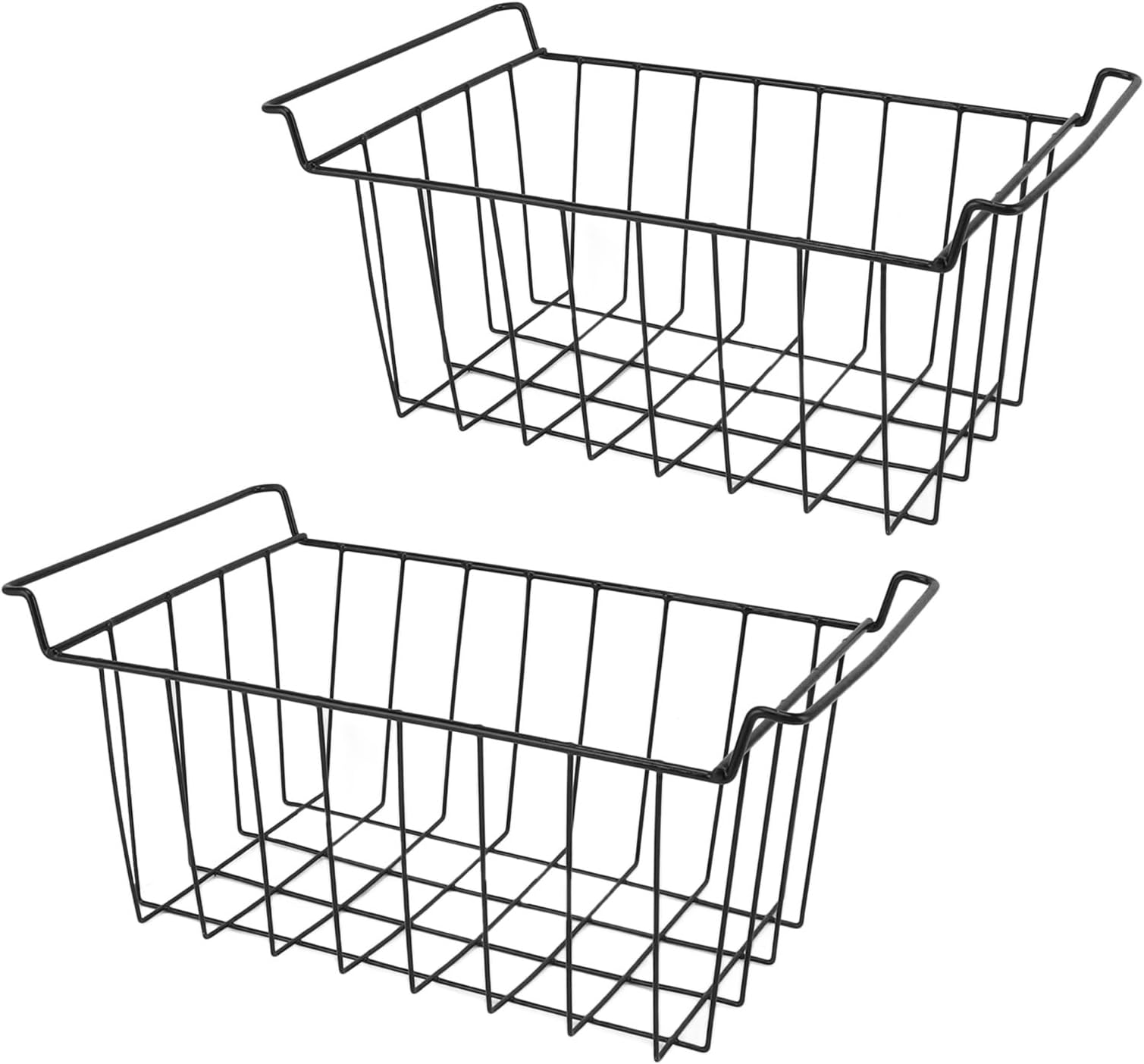 Freezer Basket, 2Pcs Chest Organizer Bins Deep Wire Basket Storage Bin With Handles, Hanging Stackable Baskets For Pantry Home (L 41.5Cm X W
