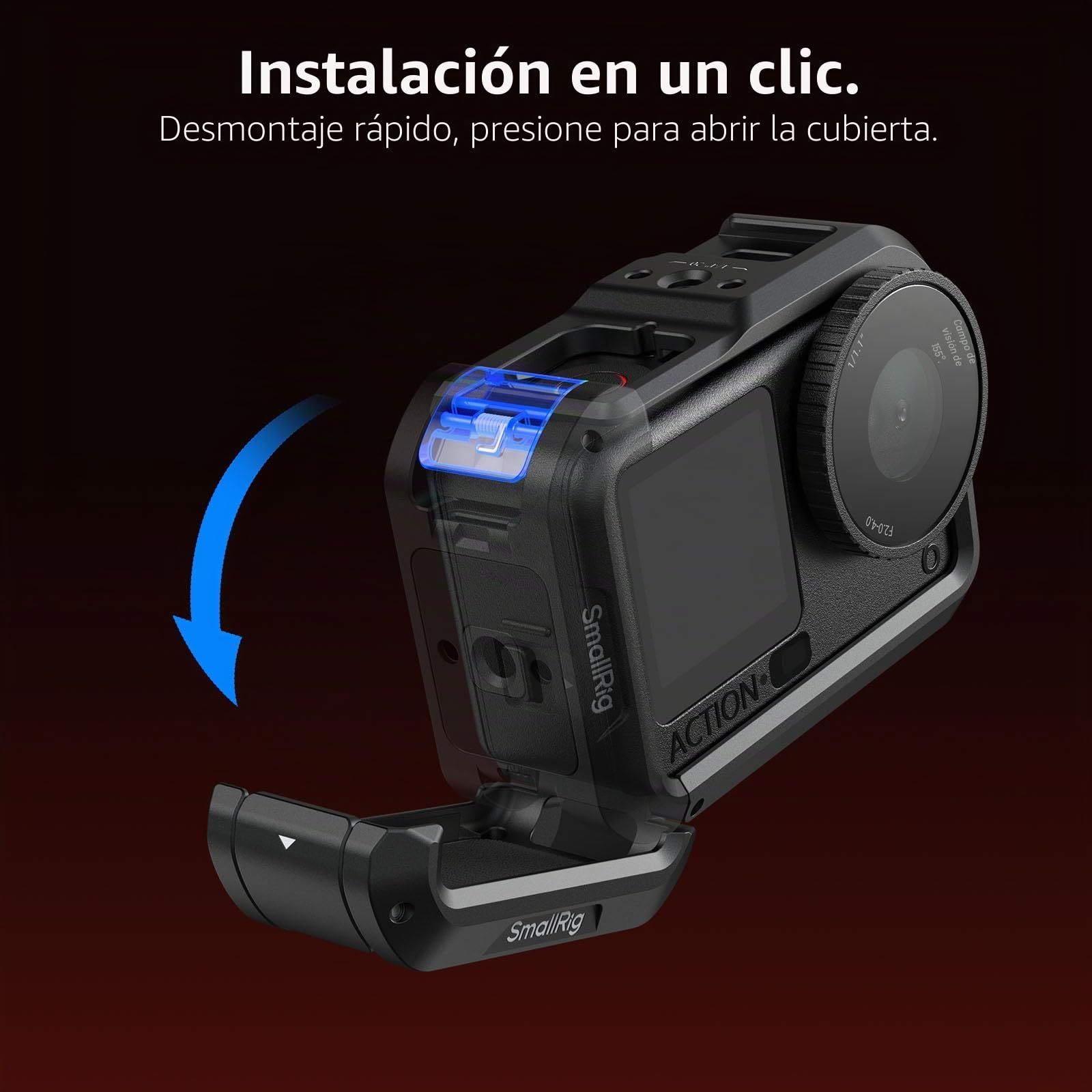 SMALLRIG Jaula para DJI Osmo Action 6, con Interfases de Expansión, Zapata Fría, Roscas 1/4"-20, Liberación Rápida, Marco Protector de Aluminio - 5888