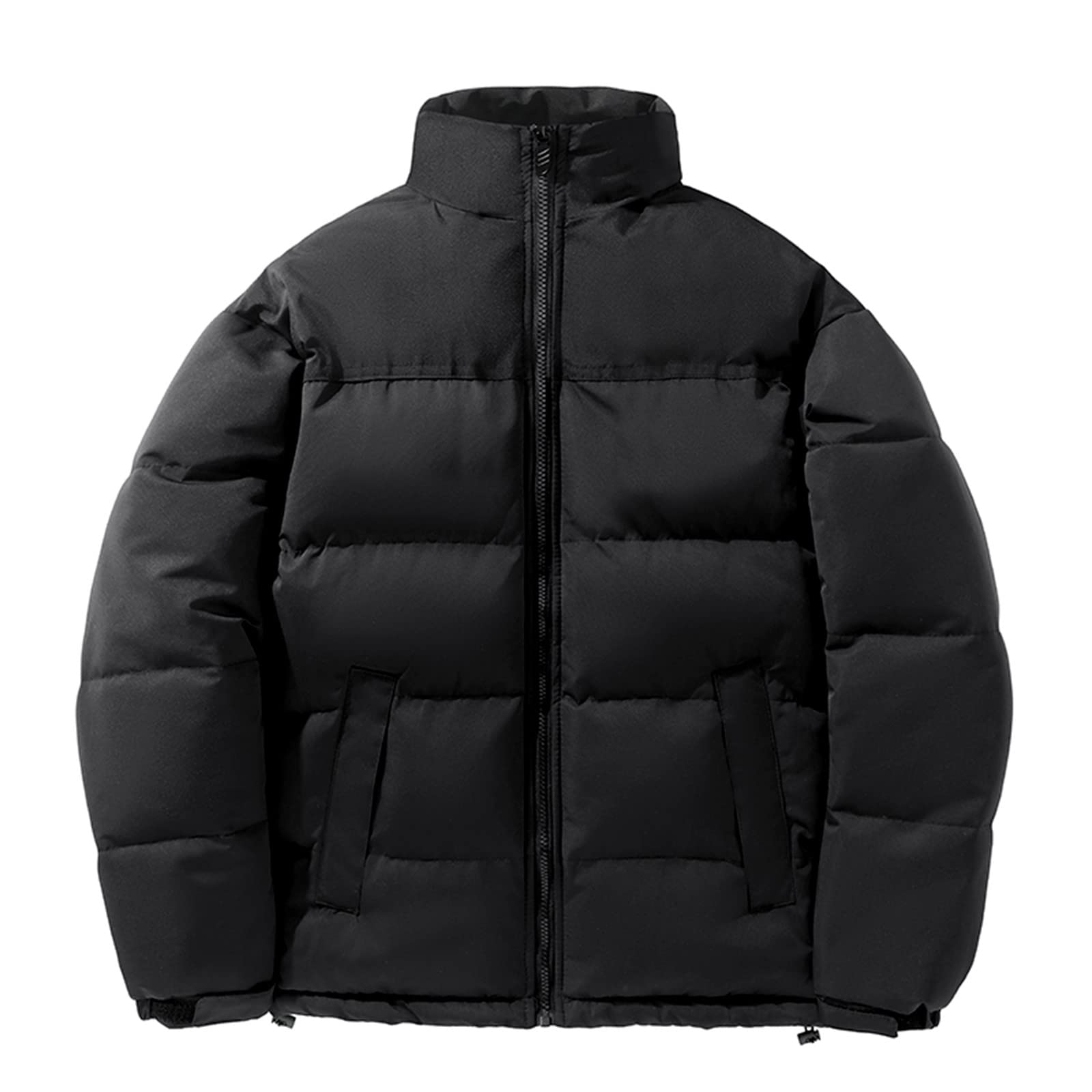 Piumino da uomo senza cappuccio: giacca invernale calda e leggera trapuntata giacca spessa con cerniera a maniche lunghe cappotto a blocchi di colore giacca casual confortevole parka invernale