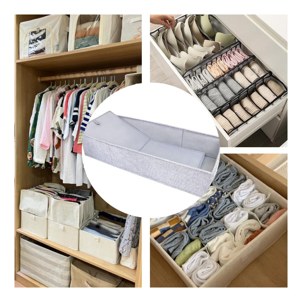 Organizador de cajones, 2 unidades, cajas de almacenamiento, organizador, cajas de tela, sistema de organización, cajas de almacenamiento plegables abiertas para dormitorio, ropa, ropa interior