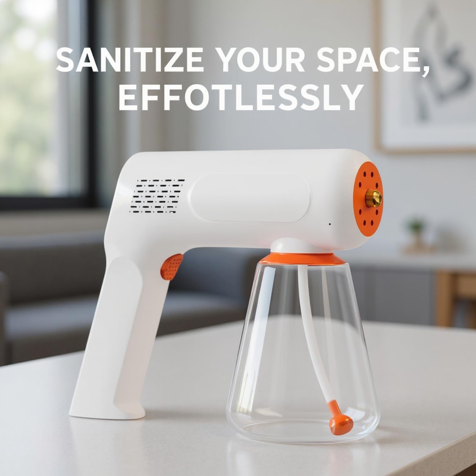 Nebulizador eléctrico inalámbrico, nano pistola de pulverización de luz azul, atomizador ajustable de 2 engranajes, batería de 2000 mAh, recargable por USB, pulverizador portátil de mano para el hogar