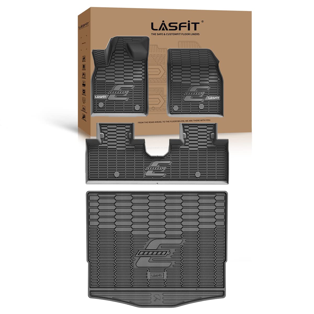 LASFITFloor Mats Fit for 2021-2023 Ford Mustang Mach-E TPE Car Liners… (1st & 2nd & Cargo Liner)