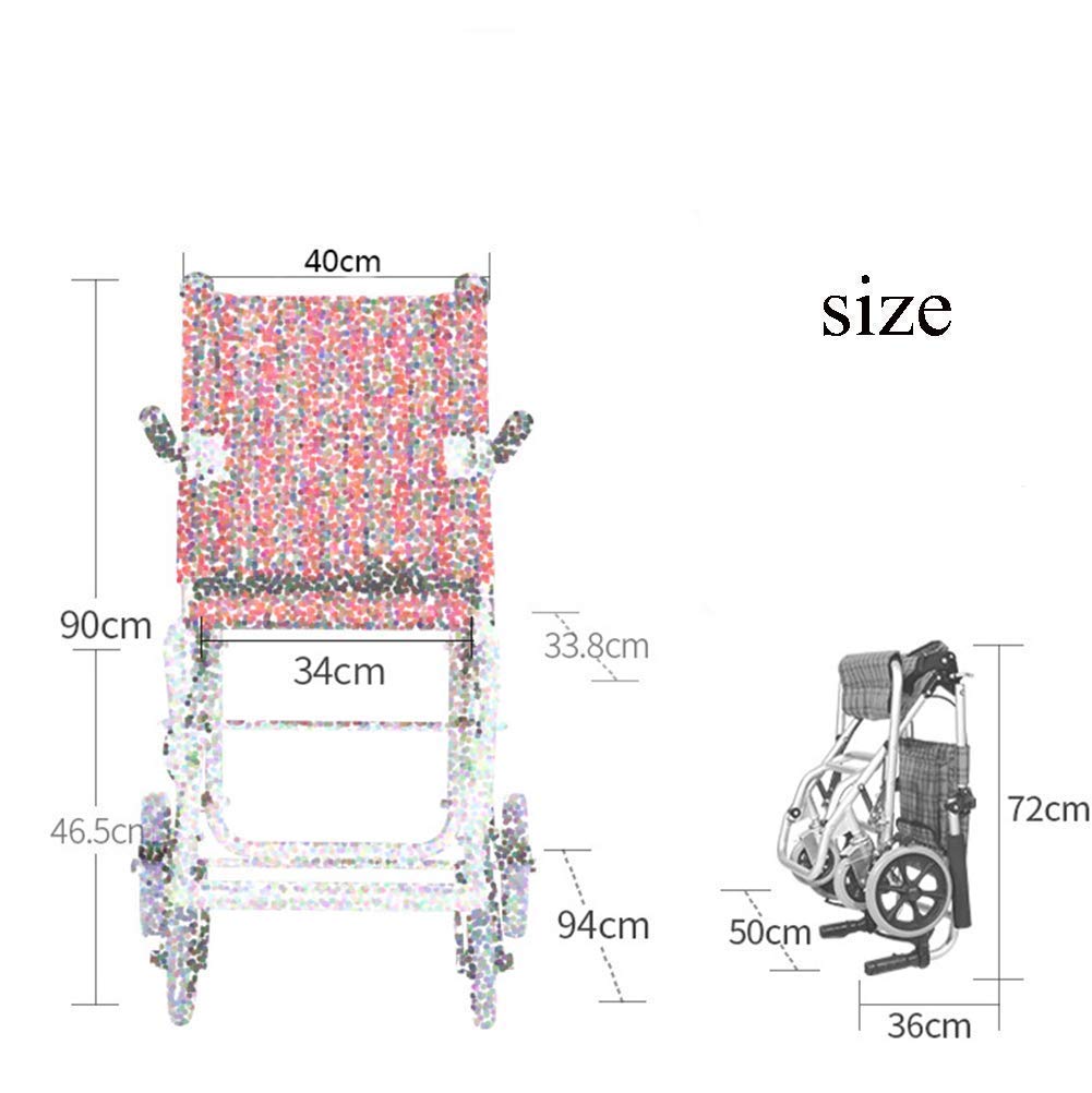 Silla de Ruedas, Silla de Ruedas Plegable, Ligera, portátil, Silla de Ruedas para Ancianos, Viaje, niños ultraligeros, pequeño, portátil, Carrito Plegable Simple, portátil