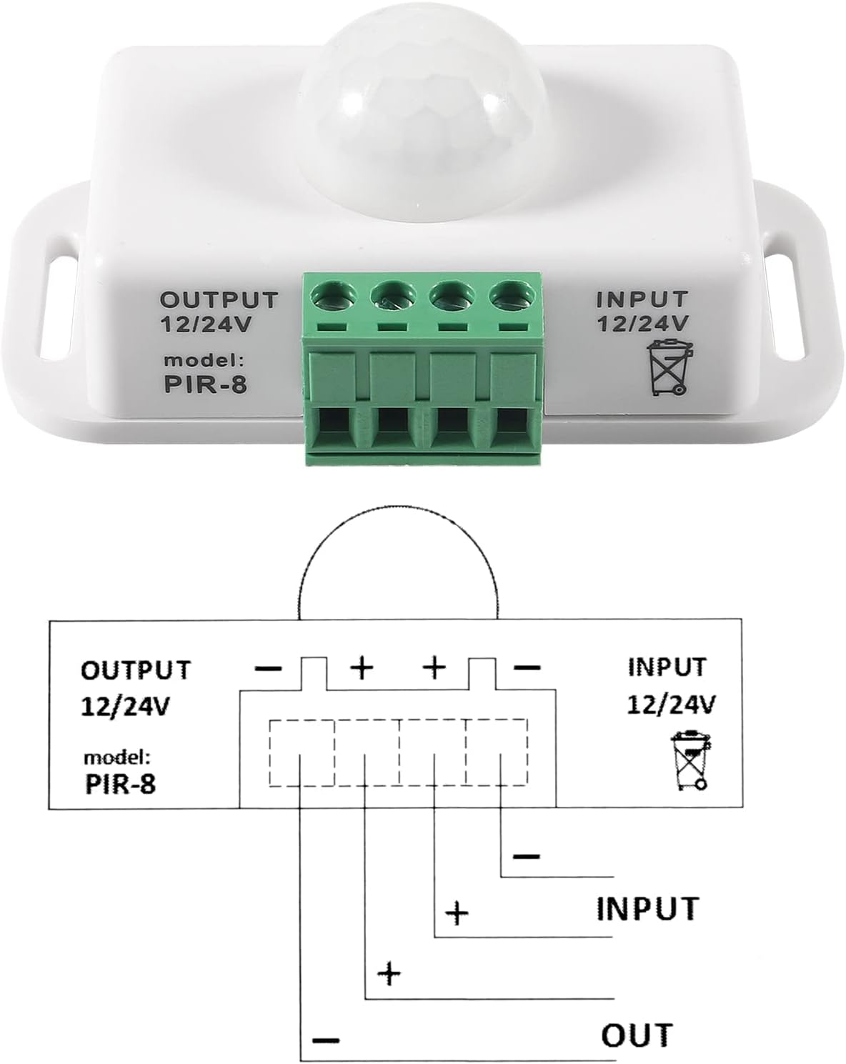 2 Pack DC 12V 24V PIR Sensor LED Motion Sensor Switch, MELIFE Infrared Sensor Controller for Timer Function Automatic Sign Control PIR Controller LED Light Strips - White - Image 8
