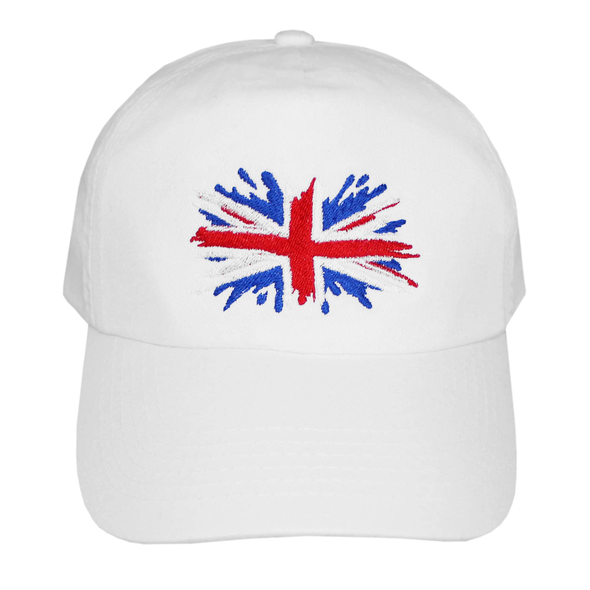 TeddyTs Great Britain Union Jack Flag White Adjustable Adult's Baseball Cap, M-L