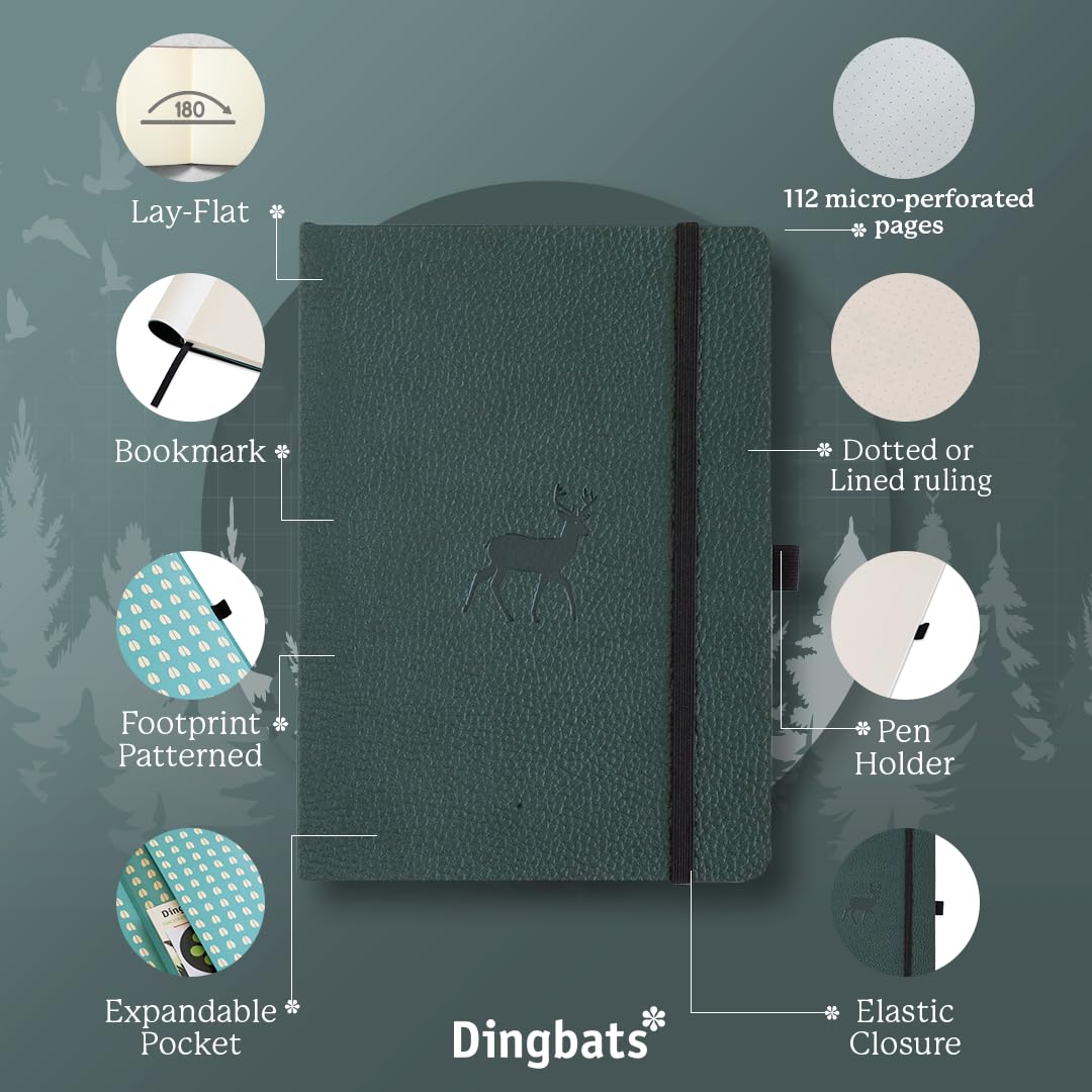 Dingbats* Wildlife Lined Journal Notebook A5, Vegan Leather Soft Cover, Ideal for Work Travel, Writing, with Pocket - Image 4
