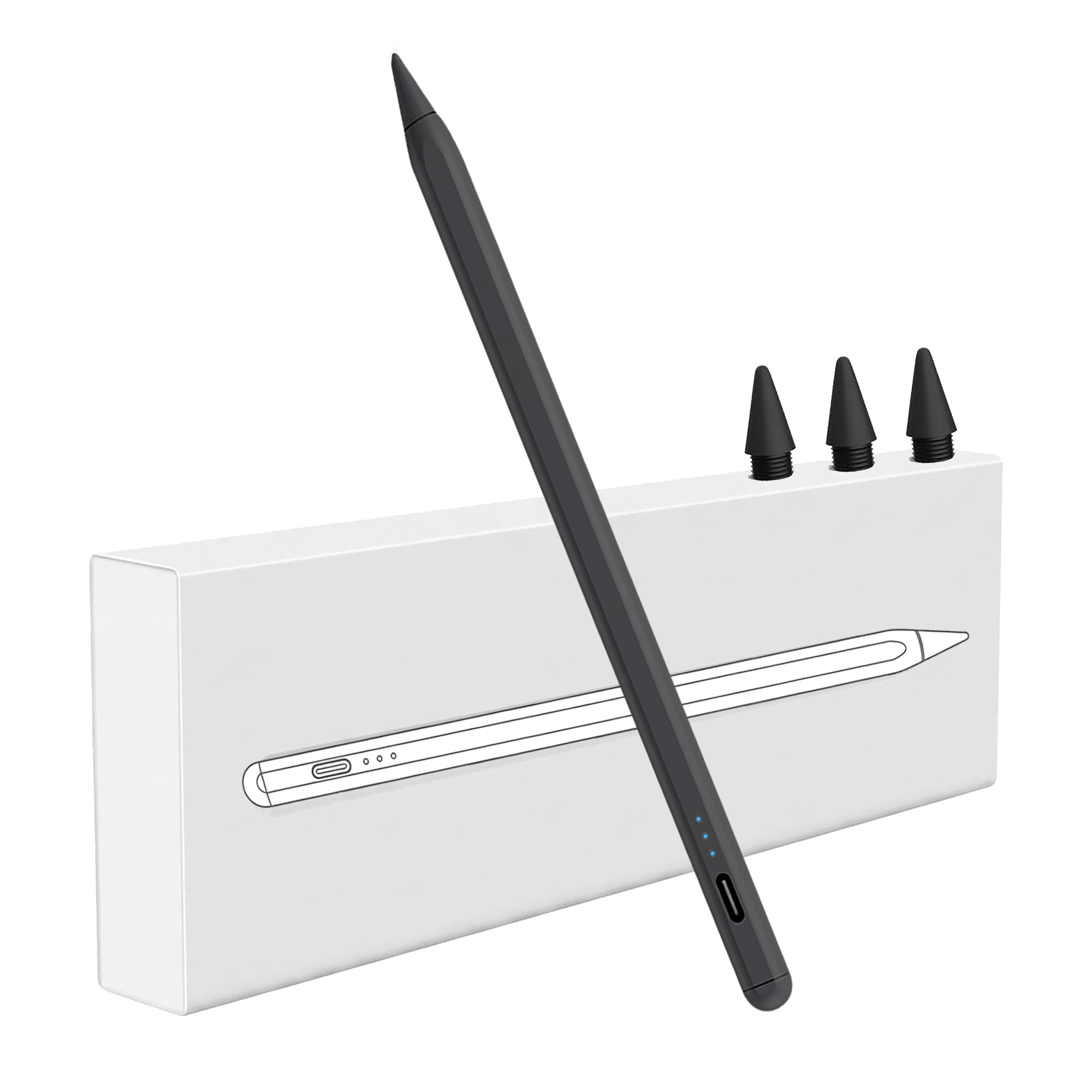 Pencil for Apple iPad A16 10th Generation, 2X Fast Charge Stylus Pen for 2026-2018 iPad A16/11, Air 11/13 M3/M2/5th, Pro 13/11/M4/12.9, Mini A17 Pro/6/5th Palm Rejection Tilt Sensitivity Black