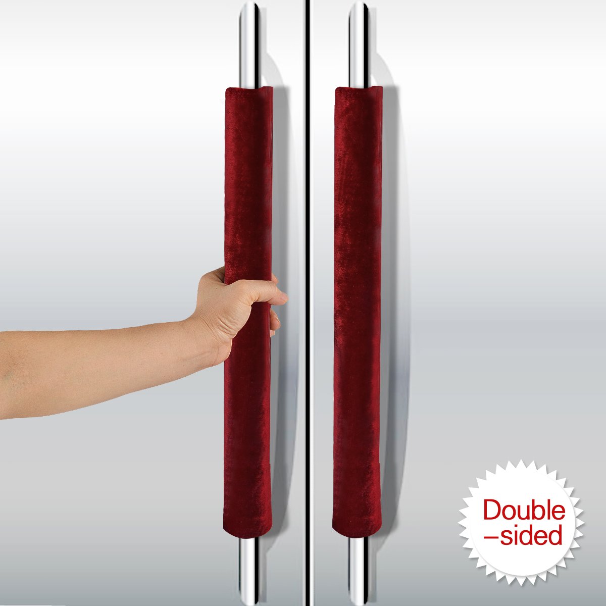Vezvier Refrigerator Dust Door Handle Covers-Catches Fingerprints,Drips&Smudges-Reversible Protect Fridge,Oven,Kitchen Appliances Clean Covers(Dark red)