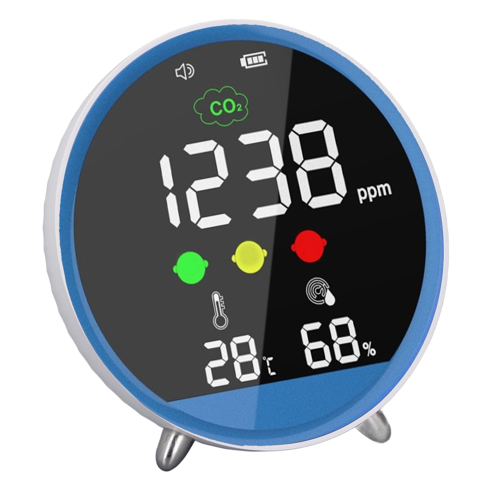 Detector de CO2 de Escritorio, Probador de CO2 Interior de Alta Precisión con Pantalla de Humedad y Temperatura, Portátil para el Hogar, la Oficina y el Aula