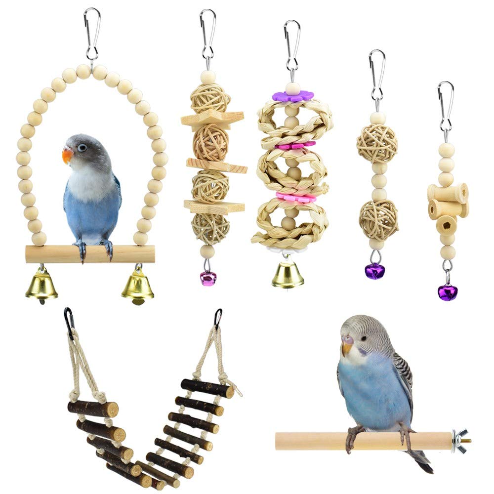 Buy KATUMO Natural Wood Bird Swing Toys Durable Climbing Rope Ladder