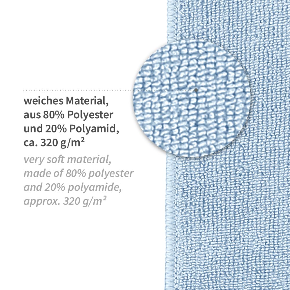 50 Stück Hygoclean Mikrofasertücher Micro Master Premium | Polyester/Polyamid, blau, L: 40cm, B: 40cm, Karton, Mikrofasertücher, Reinigungstuch, Putztuch
