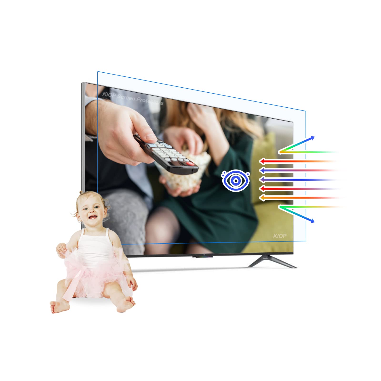 43" Out Blue Light TV Screen Protector Anti Glare Anti Scratch Multi-Function Matte TV Film no Bubbles Fingerprints Protection Eyes,Guard Against Radiation