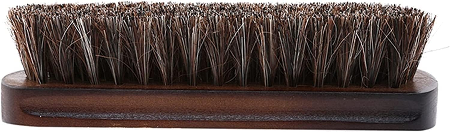 Small Scrub Brush,Cleaning Tools,Shoe Brush, Real Horsehair Soft Polished Horsehair Shoe Brush Polished Natural Leather with Wooden Handle Brush