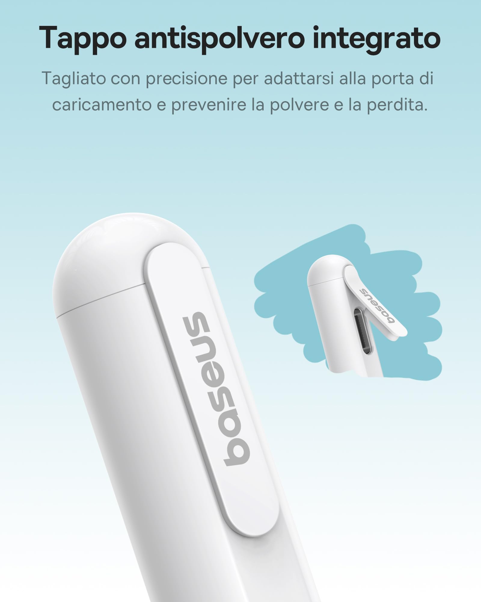[1:1 Originale] Baseus Penna Compatibile con iPad 2018-2025, Abbinamento Illimitato, 32 Funzioni Personalizzabili, 17h Batteria, Pencil per iPad 6/7/8/9/10, Pro 11“/12.9“/13“, Air 3/4/5/6, mini 5/6