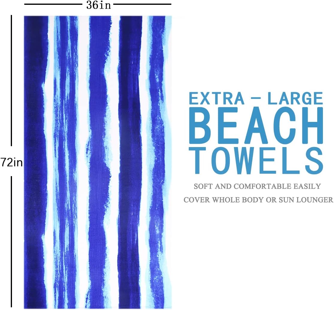 6 Packs Oversized Terry Pool Beach Towel Blanket Set-72"x36" XL Extra Large Big Clearance Camping Travel Swim Towels Yoga Mat Bulk for Body, Best Personalized Girls Women Men Adults Boho