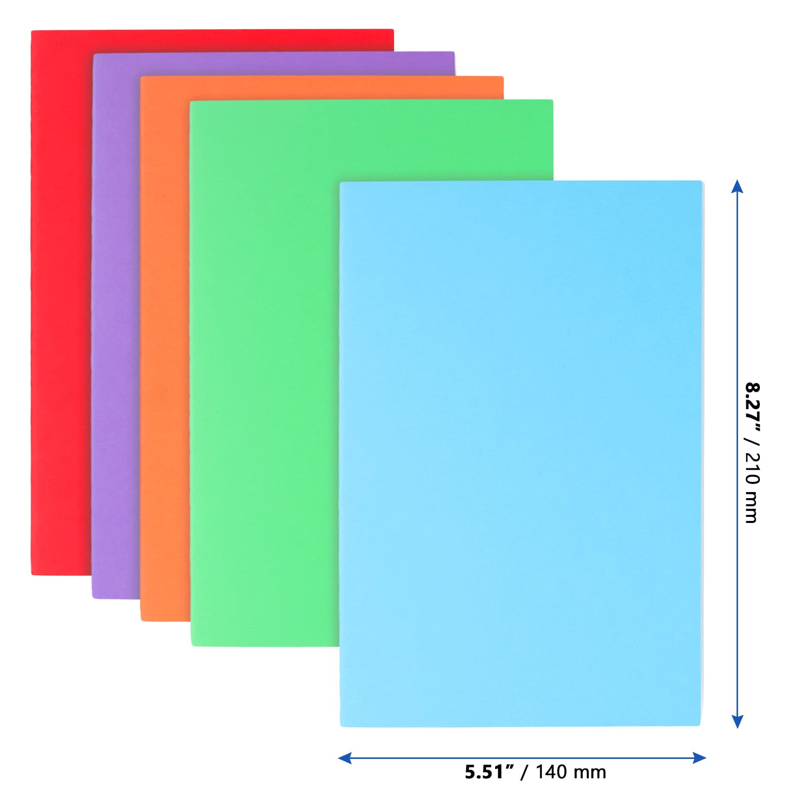 MANCHAP 50 cuadernos rayados A5, cuadernos de composición colorida, diario de escritura para diario, notas, oficina, viajes, 160 páginas, 80 hojas, 5.5 x 8.2 pulgadas, 5 colores