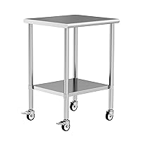 Vista 11 de Mesa de trabajo de acero inoxidable con ruedas, mesa de preparación de cocina NSF de 24 x 36 pulgadas con estante inferior ajustable