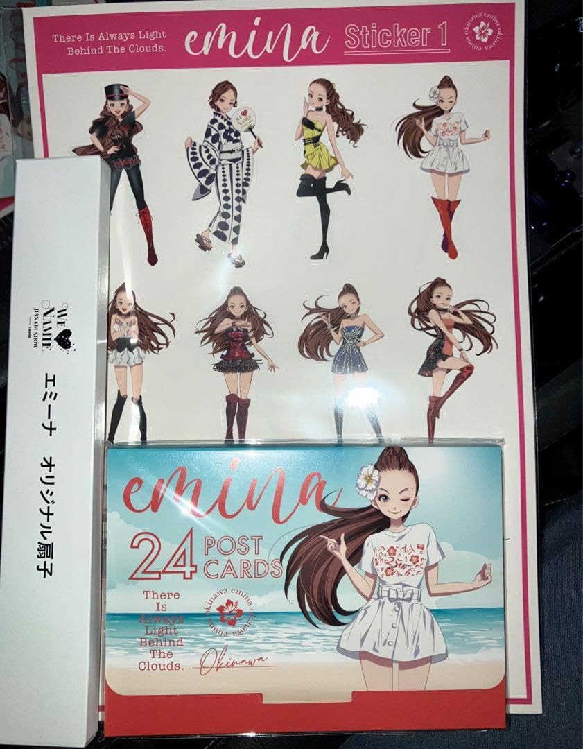エミーナ 安室奈美恵 セブンイレブン 扇子 A4ステッカー emina 非売品 安室奈美恵 9/16 30th 花火 ショー エミーナ 沖縄