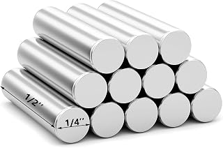 Realth Neodymium Magnet Cylinder, Rod Magnet Dia 1/4''×1/2'' 12 Pack, Magnetic Cylinder, Rare Earth Magnets Rod for Industrial Purposes (MC607)
