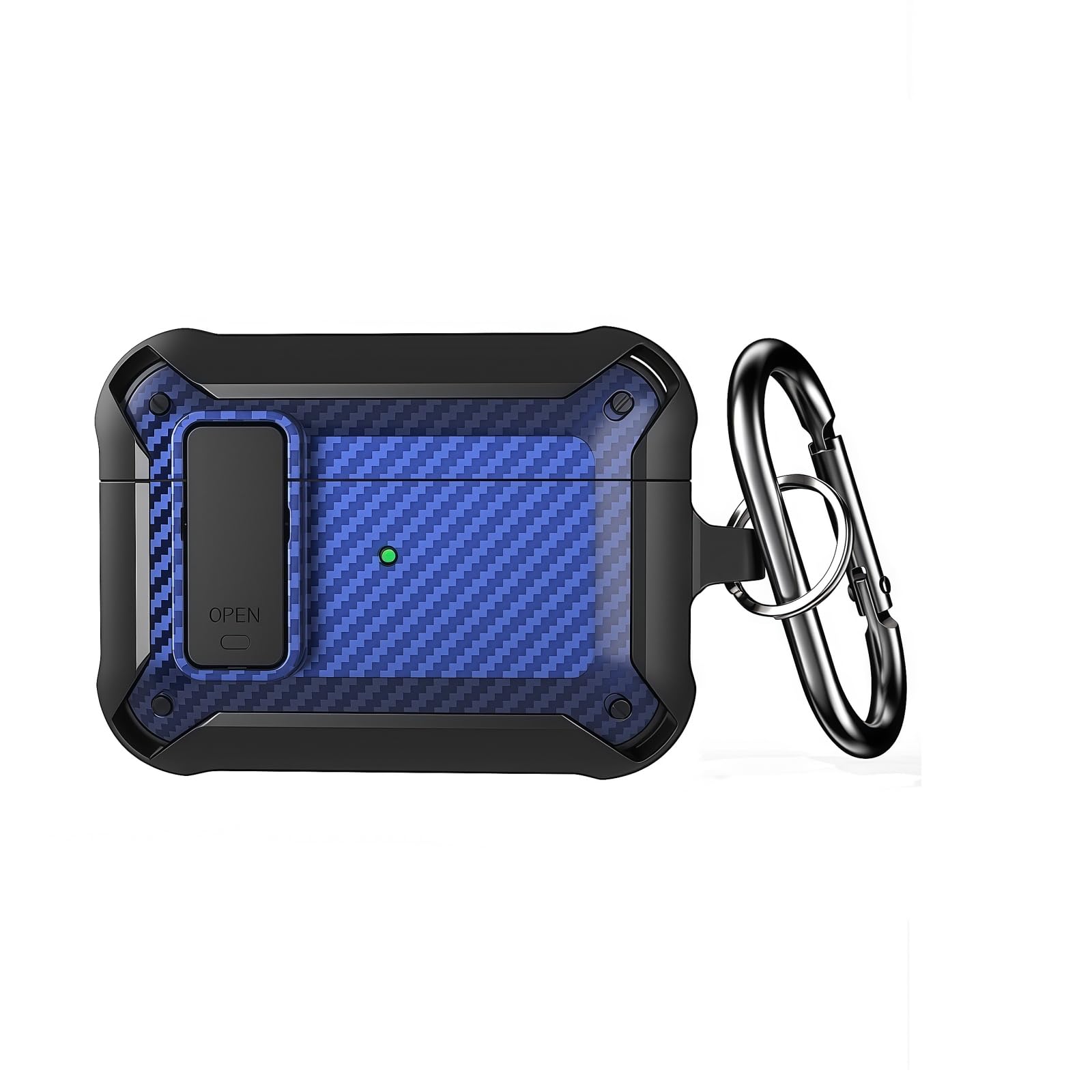 Case for AirPods Pro 2nd/1st Generation, Case Compatible with AirPods Pro/Pro2, Military Grade Drop Protective Cover with Secure Lock & Carbon Fiber Texture, Heavy-Duty Carabiner,Wireless Charging